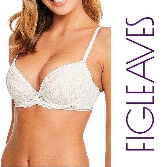 ASOS X Figleaves | Cream Harper Lace Plunge Bra | Size 32F - Picture 1 of 14